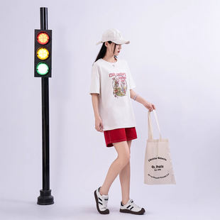 2025 Heart Tianren [Large Edition Cotton t] Spring and Summer New Large Size Loose Cartoon Print Round Neck Drop Shoulder Maternity Cotton t
