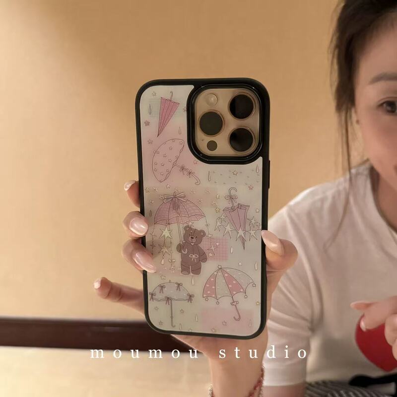 韩系ins镭射星星小熊雨伞适用iPhone16promax苹果15手机壳14新款|undefined
