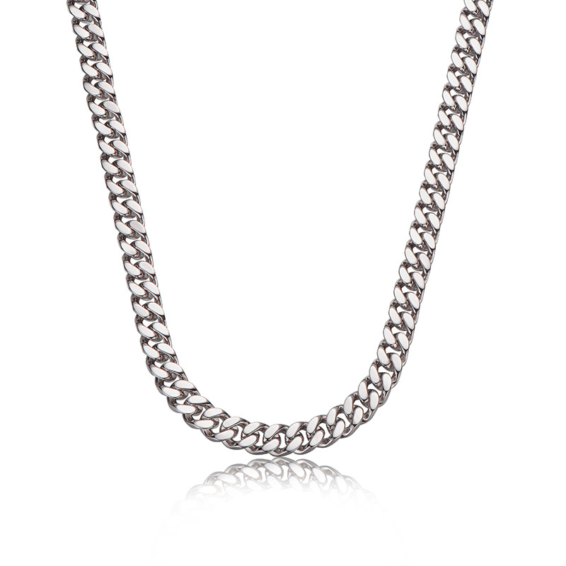 Collier cubain en acier titane 2026 pour homme, polyvalent, inaltérable, original, personnalisable, simple et tendance. Chaîne clavicule pour homme._voghion.com