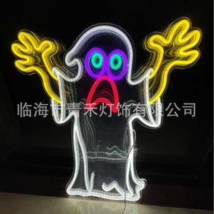 Cross Border LED Foreign Christmas Patch Neon Santa Light Letter Merry Christmas Decoration