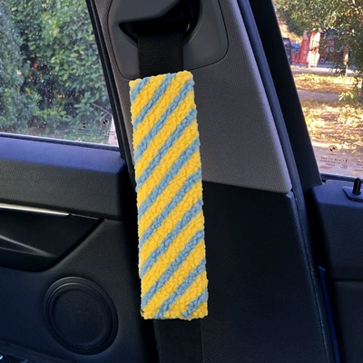 Seat belt shoulder pad, Star People Safety Belt - dopamine-yellow-and-blue-stripes
