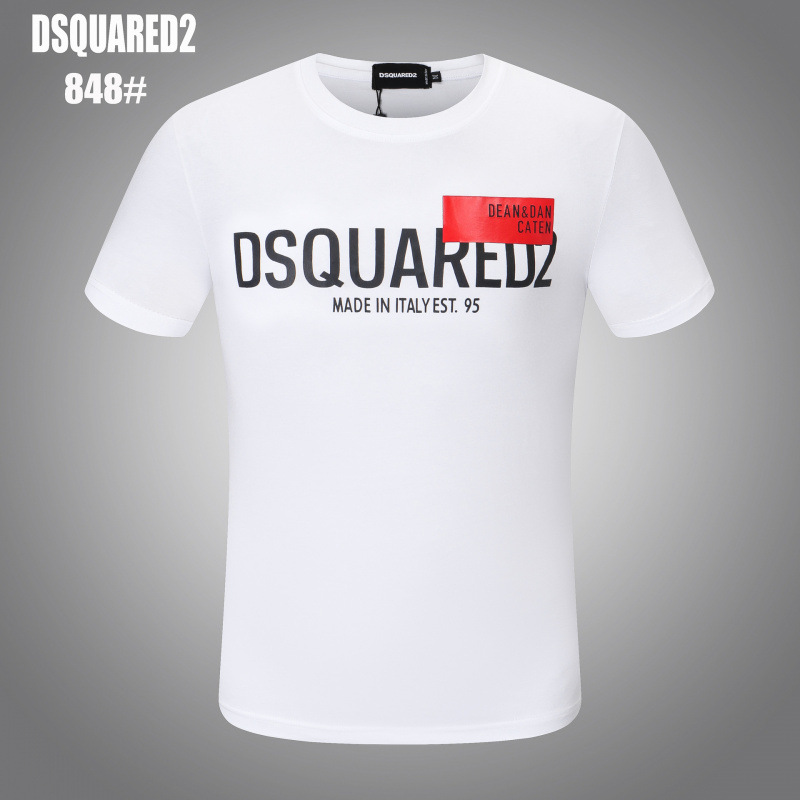 DSQUARED2 T-shirt Logo Print Red Patch White