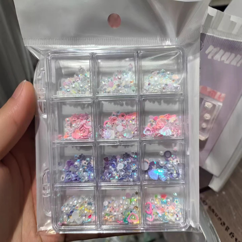 Nail Art Decorations: Pearls, Small Diamonds, Nail Ornaments, Small Steel Beads, Flower Flat-Back Rhinestones, Butterfly and Heart-Shaped Rhinestones, Mixed Decorations