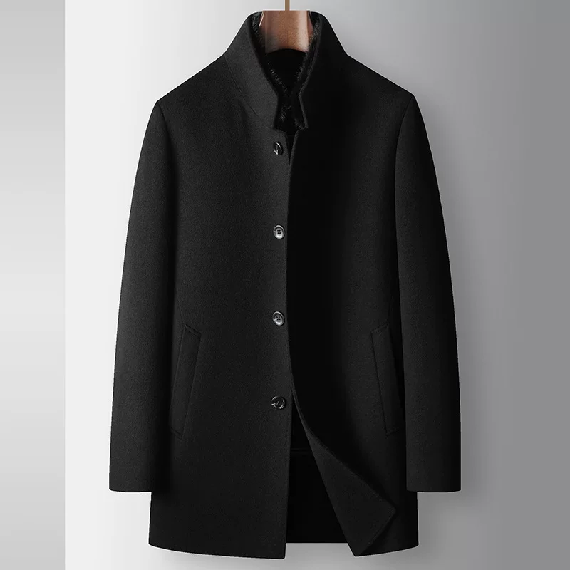 Demi-season woolen coat, liner, woolen jacket, increased thickness