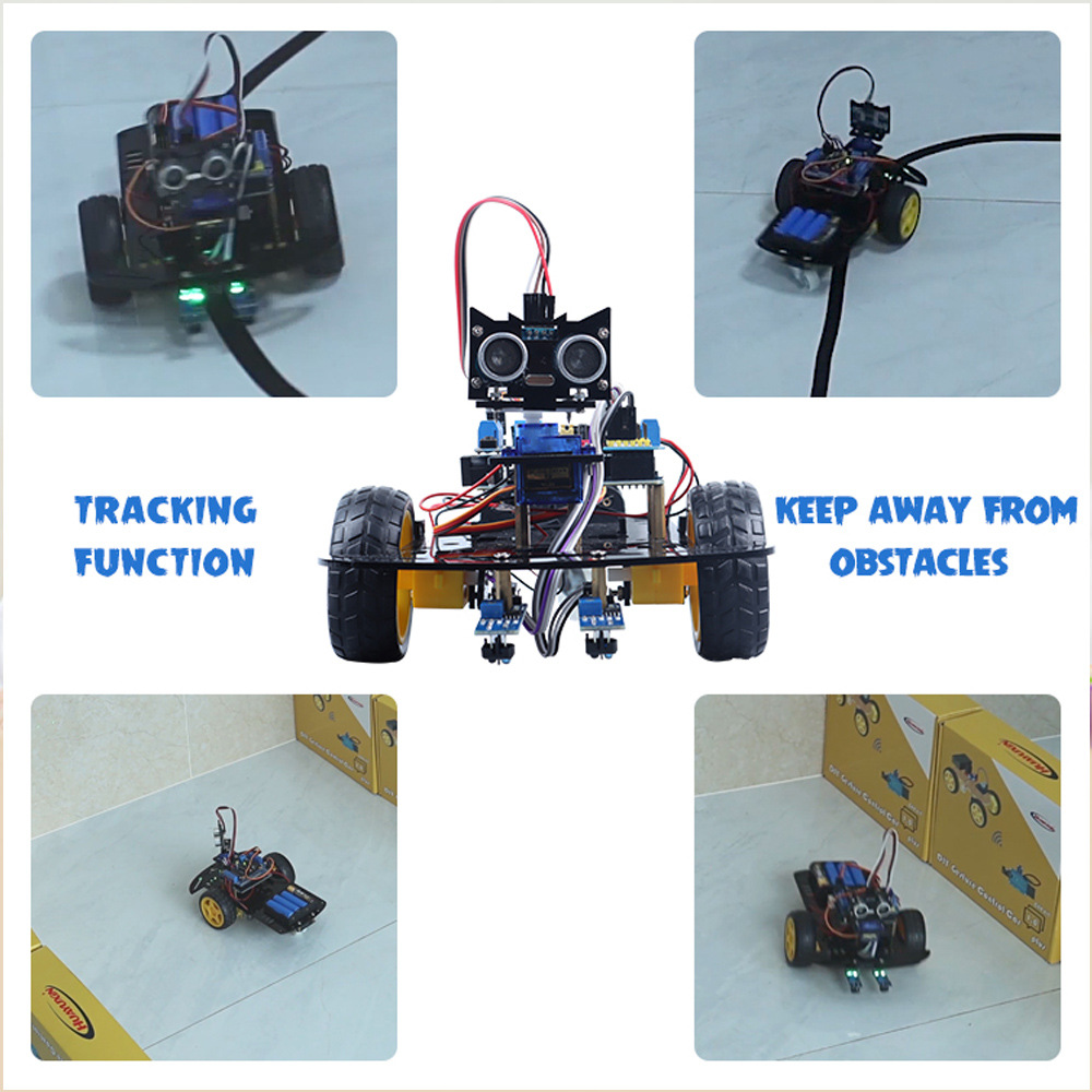 Compatible with Arduino intelligent robot two-wheel ultrasonic obstacle avoidance DIY trolley kit infrared robot kit