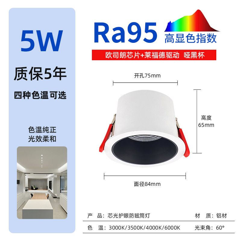 5w matte black 75 openings