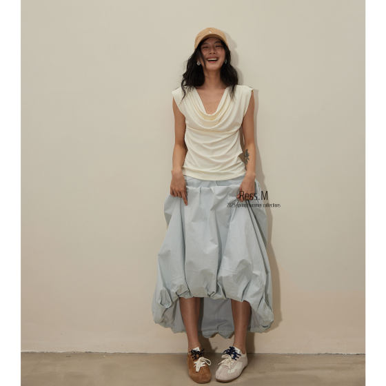 Ress.M Thirteen Lines Minimalist Skirt Casual Not Bud Flower Bud Skirt Irregular Niche Umbrella Skirt Children