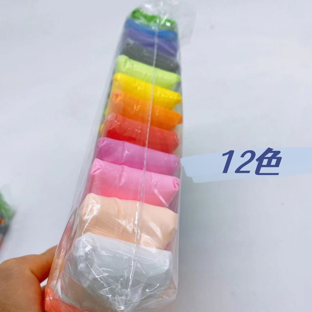 Arcilla ultraligera de 12 colores al por mayor plastilina para niños arcilla espacial DIY jardín de infantes juguete para niños arcilla de color de cristal 24