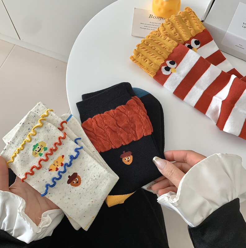 2024 French fries socks women's mid-calf socks spring and summer cartoon cute ins funny socks ugly cute fashion socks student wholesale 2024 French fries socks women's mid-calf socks spring and summer cartoon cute ins funny socks ugly cute fashion socks student wholesale