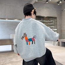 男童卡通马圆领卫衣春秋款2026新品韩范儿童春装打底上衣跨境代发