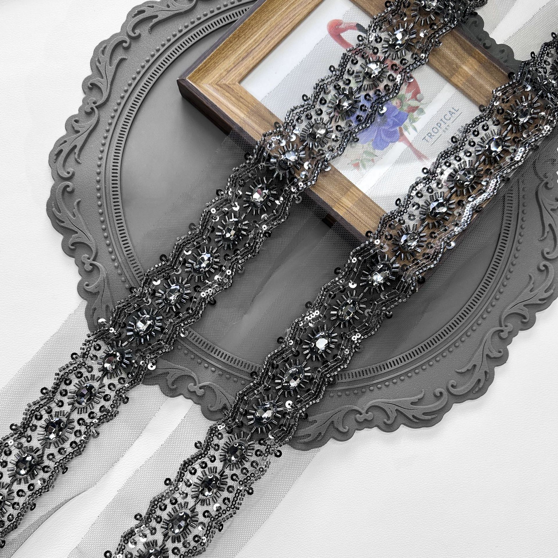Perla pesada diamante diy mano clavado encaje cinta accesorios vestido suéter pijama decoración