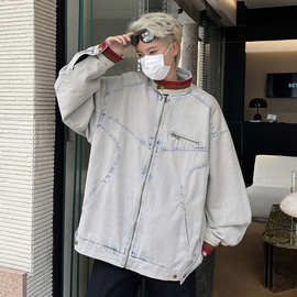 美式复古cleanfit牛仔外套男春秋款高级感痞帅底特律立领工装夹克