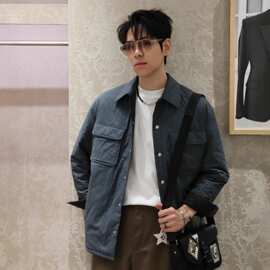 南油跨境外贸高品质dio迪家26ss早春补丁刺绣绗缝藤格纹棉衣外套