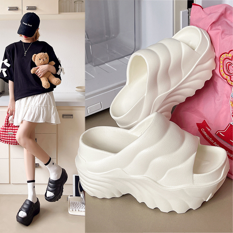 High-Heeled Slippers 2024 New Fashion Thick-Soled Internet Celebrity 10cm Women's Height-Increasing Outdoor Wear in Stock Ins European and American Style