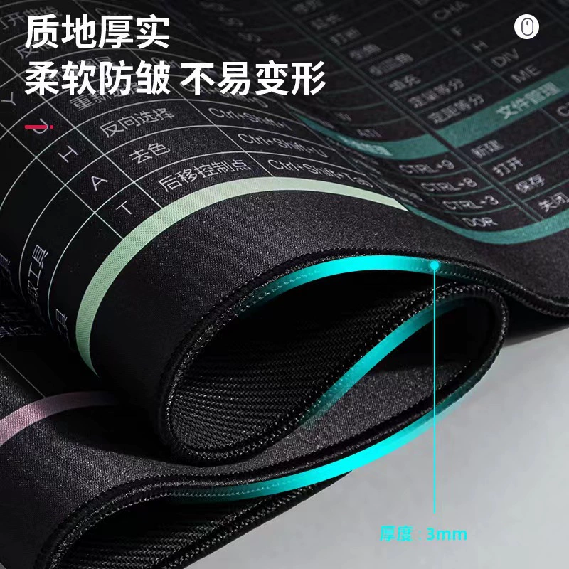 得力 Mouse pad anti-slip thickened office shortcut key collection large function desktop keyboard game wrist pad