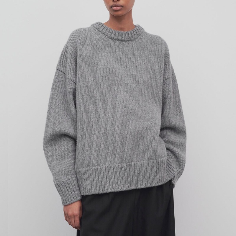 Th* Row Sweater Women's 2024 Winter New Round Neck Thickened Design Lazy Style Outerwear Pullover Sweater