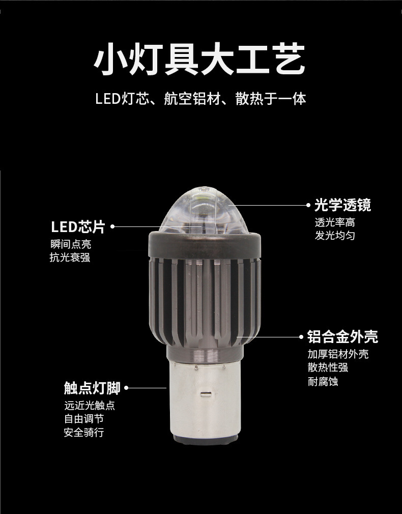 High-Brightness Compact Motorcycle Headlight, Waterproof Spotlight, Universal for High and Low Beams, Suitable for Car and Motorcycle Modification, Led Spotlight