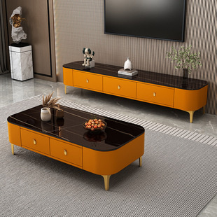 Coffee Table TV Cabinet Combination Soft Bag Modern Simple Living Room Household Small Apartment Floor-standing Locker TV Cabinet