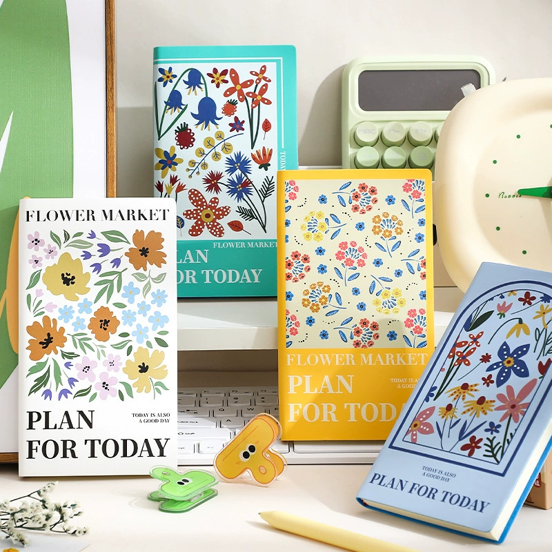 A6 Oil Painted Leather Book Check-in Travel Book Blank Book Stamped Collection Handbook Book Chapter Book Flower Notepad