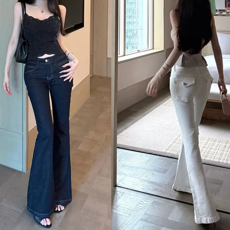 2026 new style, hip-enhancing, low-waist, detachable, slightly flared jeans, slim-fit, elegant, and butt-lifting long pants for women