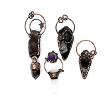 厂家直销跨境外贸饰品批发 个性张扬天然石茶晶原石吊坠项链