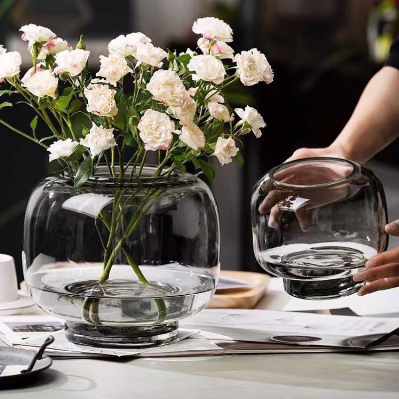 Creative Modern Round Glass Vase Vase Set Instagram Style Office Desk Vase Glass Wholesale