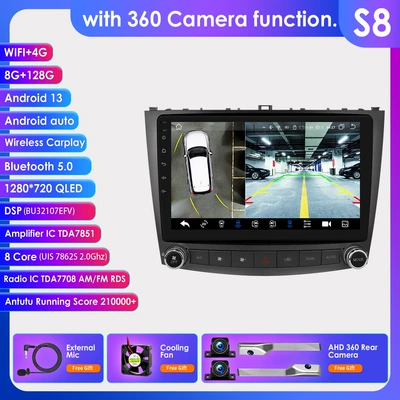 suitable for 06-12 Lexus | DVD Navigation - with-360-camera-8128g-wifi4g-lte-version-7862-carplay-eight-core-10inch-suitable-for-06-12-lexus-is250