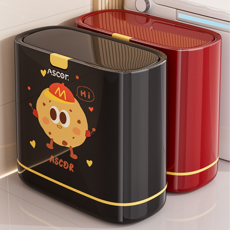 Bathroom Crevice Trash Can with Lid, Small Household Trash Bin with Large Capacity, Cute Wastebasket for Kitchen and Living Room, High Aesthetic Value Bathroom Crevice Trash Can with Lid, Small Household Trash Bin with Large Capacity, Cute Wastebasket for Kitchen and Living Room, High Aesthetic Value