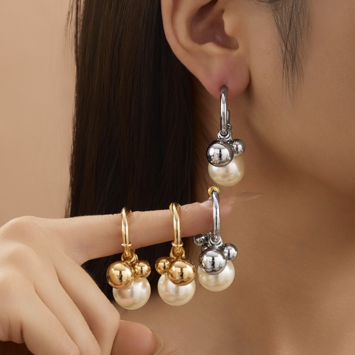 fashionable retro elegant cute earrings pearl