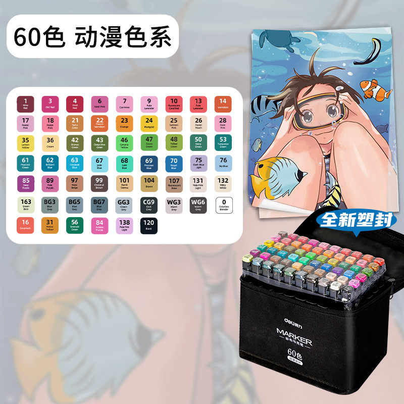 Delikemark pluma de doble cabeza pluma de acuarela aceitosa original conjunto especial para niños dibujo a mano animación arte