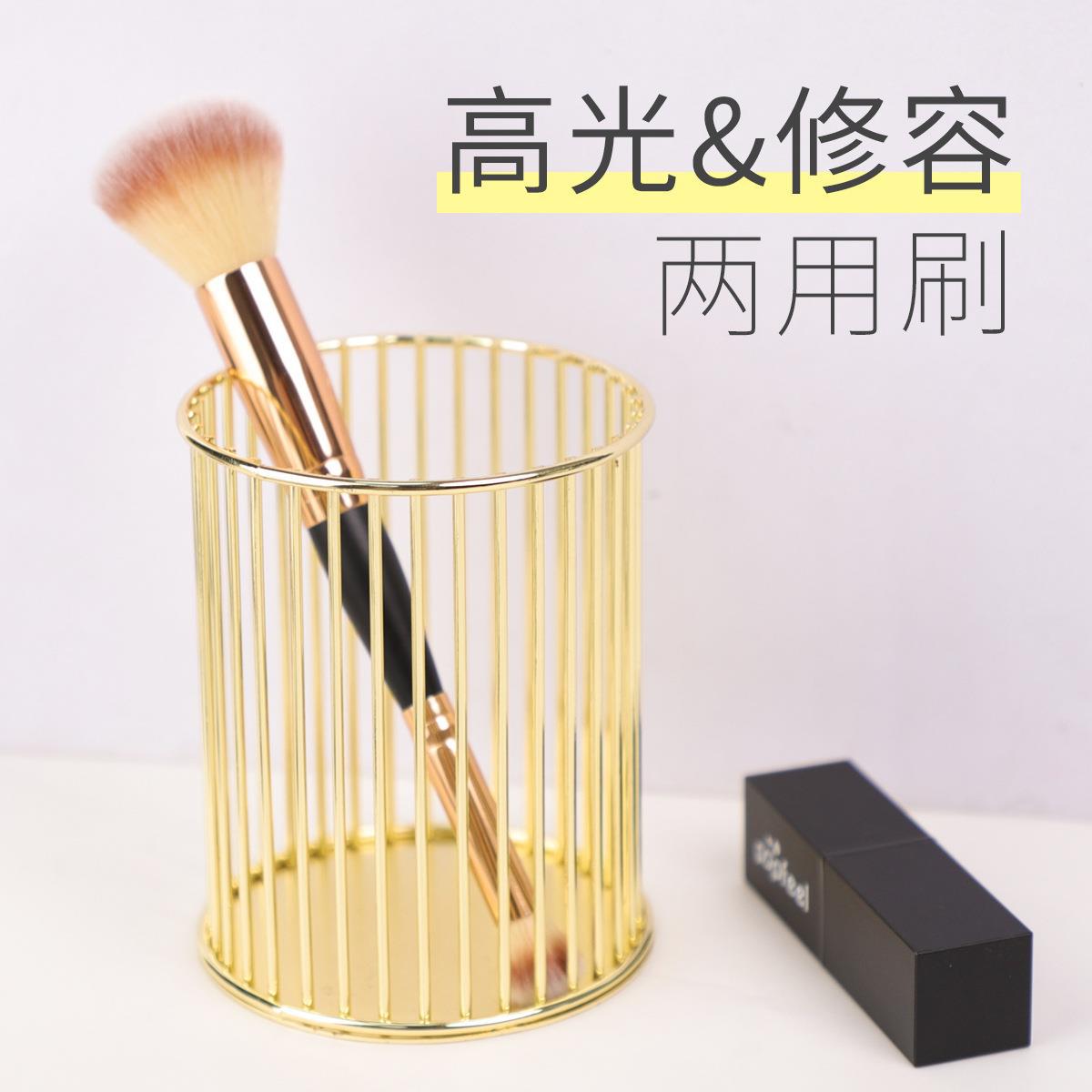 Nuevo solo cepillo de maquillaje de doble cabeza de polvo suelto cepillo de sombra de ojos multifuncional cepillo de maquillaje cepillo suelto herramientas de belleza en stock