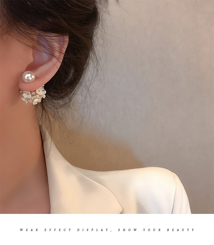 1 Paire Sucré Fleur Alliage Placage Perles Artificielles Zircon Femmes Boucles D'oreilles display picture 6