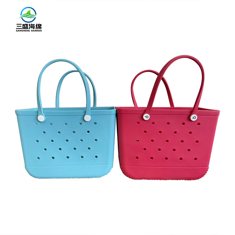 跨境EVA注塑沙滩包 儿童款EVA篮子洞洞包手提单肩托特包收纳包