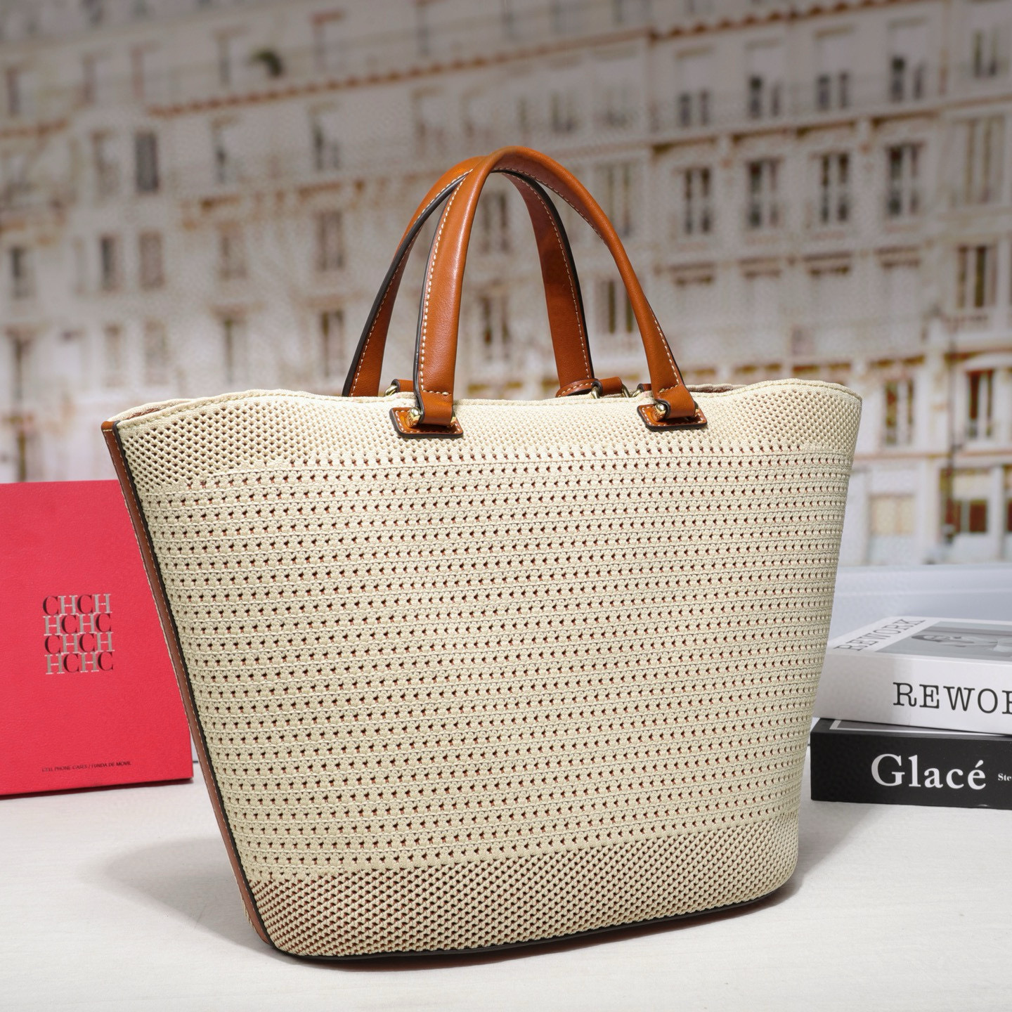 CHHC trenzado bolsa de hombro cesta de verduras bolsa de mujer diseño de letras de tejido volador nuevo bolso portátil de gran capacidad