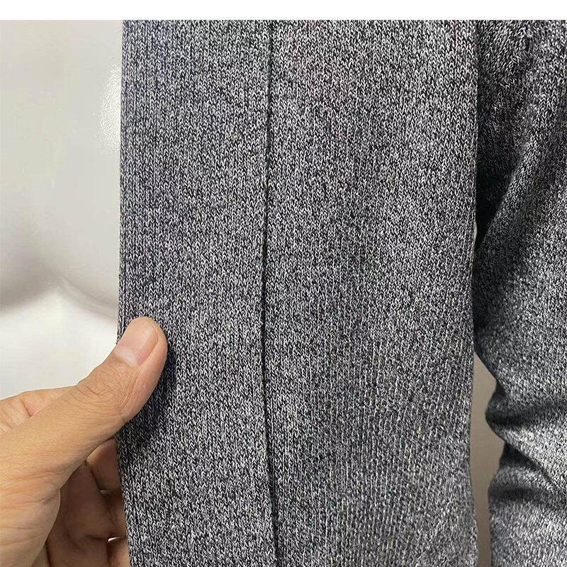 Herrenbekleidung Lässiger Herren-Strickcardigan mit langen Ärmeln und Reverskragen, schmal geschnittener, mittellanger Pullover mit offener Vorderseite für stilvolle urbane Kleidung_voghion.com