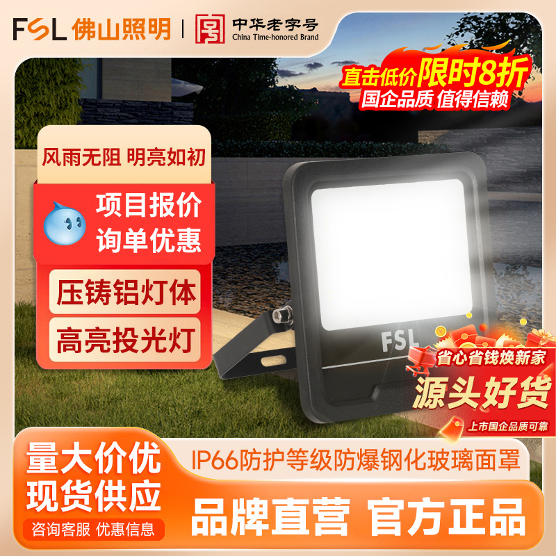 FSL Foshan iluminación LED Luz de inundación al aire libre impermeable lámpara de calle Luz de proyección lámpara de publicidad sitio de construcción lámpara taller reflector