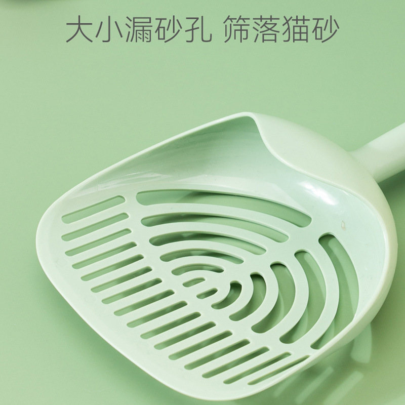 Mango largo pala de arena para gatos agujero fino pala de mierda de gato tofu arena bentonita pala de arena para gatos cuchara de arena para gatos de plástico grande al por mayor