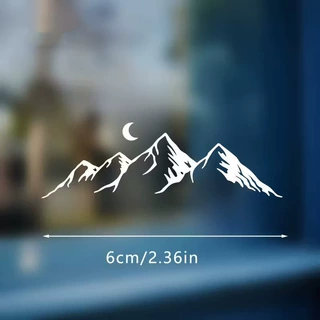 雪山山峰月亮简约图案贴反光防水车身贴后视镜镜子头盔电脑箱包贴