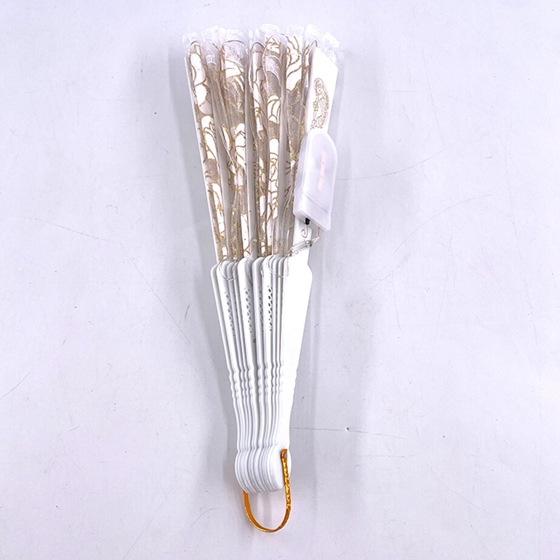 #593-1 7寸-6V双功能-发光玫瑰蕾丝扇正白色