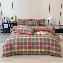 日式无印全棉四件套水洗纯棉床笠良品床单双人被套床上用品4件套