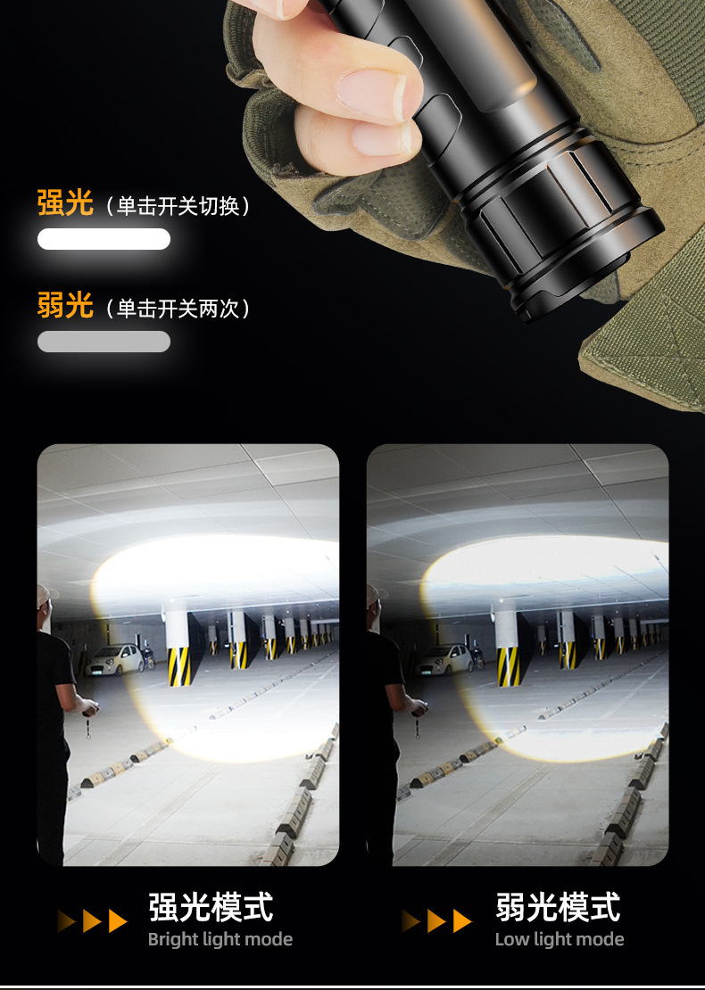 High Brightness Ultra-Bright Flashlight Strong Light Charging Outdoor Laser Home Mini Portable Durable Multi-Function Long Battery Life