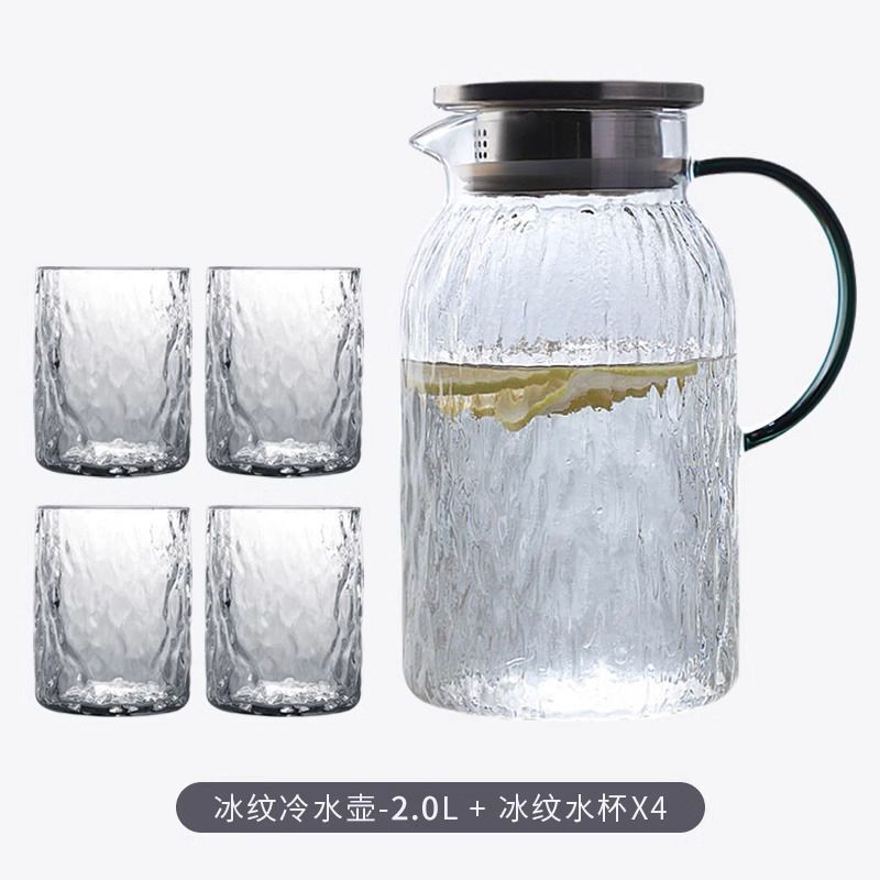冷水壶耐高温树纹家用凉水壶杯大容量客厅玻璃壶泡茶壶套装高颜值|undefined