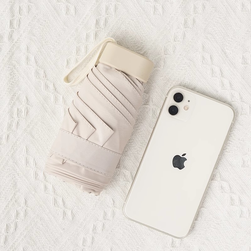 Luz natural de vinilo ligera con paraguas portátiles de protección solar UV lluvia cápsula de doble propósito con paraguas de seis plegadas