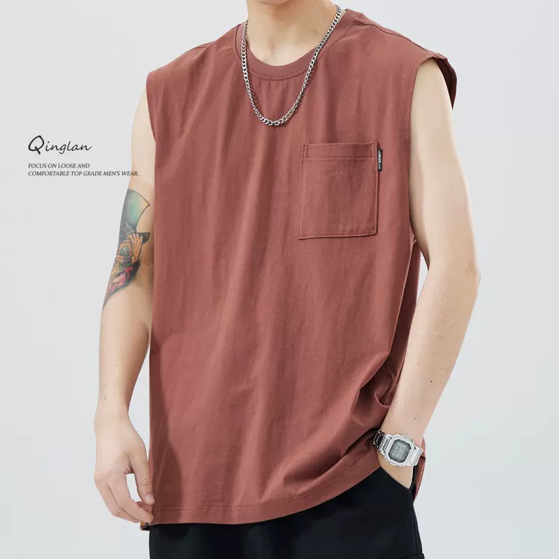 厂家批发无袖背心男士夏季潮牌健身运动坎肩衣服打底男装短袖t恤