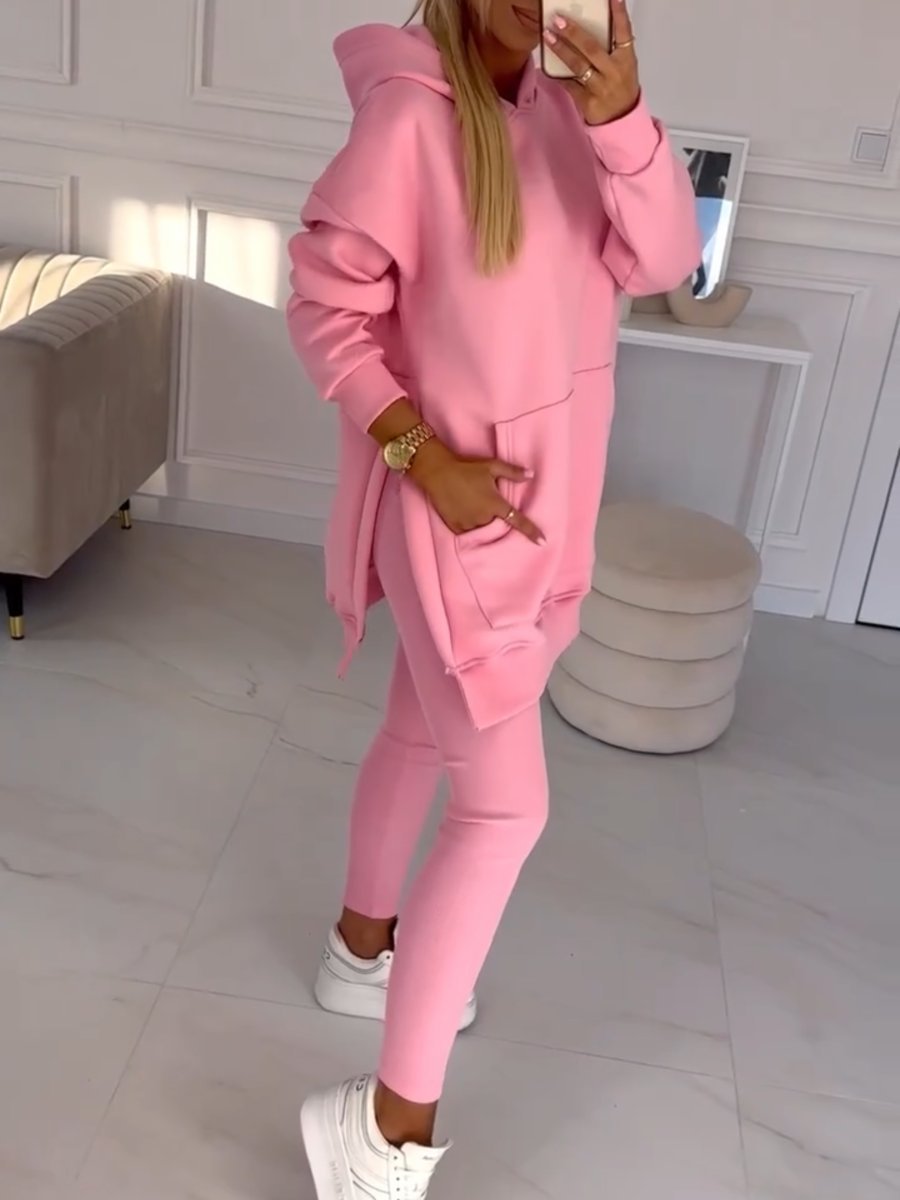 Hooded Sweatshirt and Ribbed Leggings Set