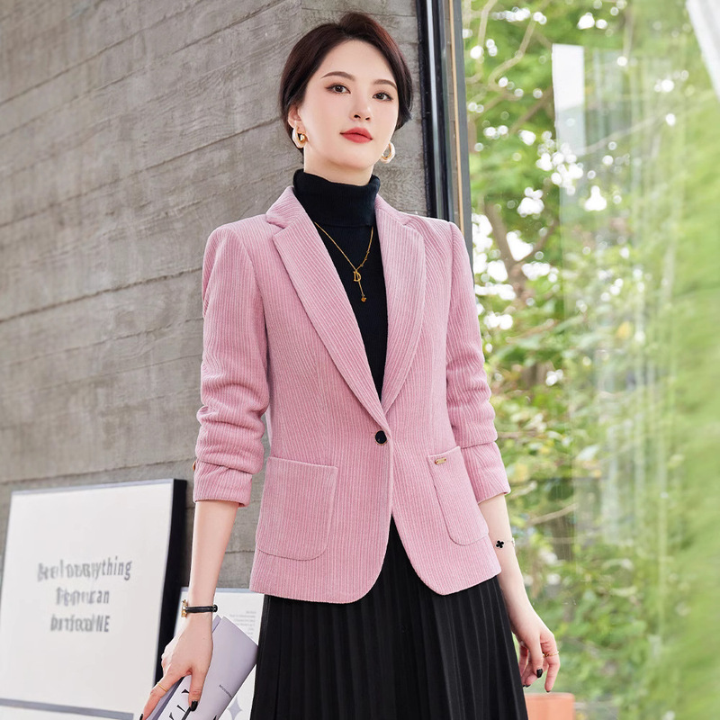 Corduroy Blazer Women's Autumn and Winter 2023 New Elegant Fashionable Slim Fit Small Loose Suit Top