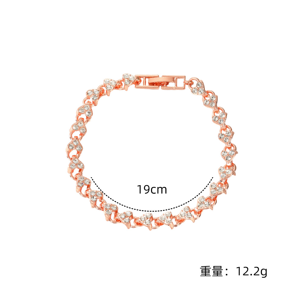 European and American Style Luxury Diamond-Encrusted Roman Bracelet for Girls, High-End Exquisite Alloy Jewelry, Simple and Creative Love Bracelet