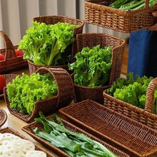 火锅店蔬菜拼盘桶配菜盘子创意藤编特色餐具家用菌菇青菜筐水果篮