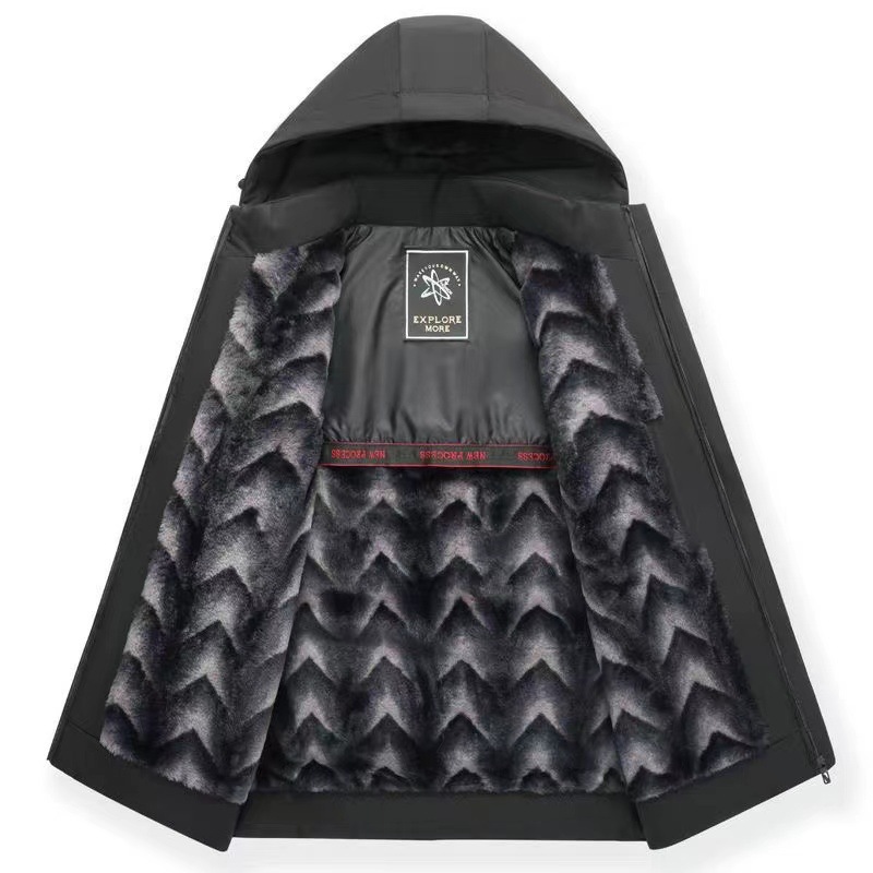 (2개) 겨울 남성용 면화 패딩 의류 남성용 기모 중년 및 노인을위한 캐주얼 코튼 패딩 재킷 아버지의 의상 겨울 아버지 코트