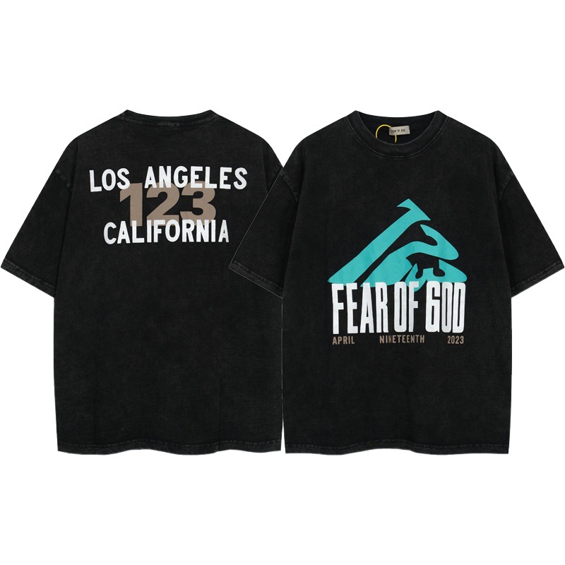 TEMOR DE DIOS x RRR 123 Nombre conjunto California Miami Limited DIOS Mano impresa hombres Camiseta de manga corta
